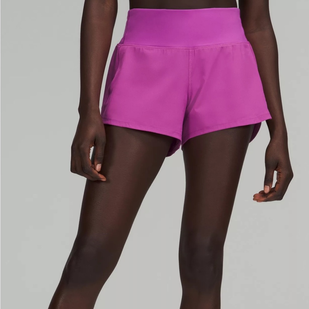 Lululemon Speed up mid rise shorts 4”, vivid plum, size 10